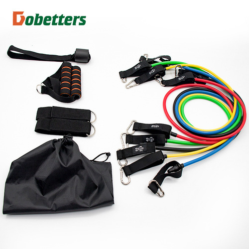 11-piece set of tensioners, fitness tension rope functional trainer, rubber combination auxiliary tension rope set factory