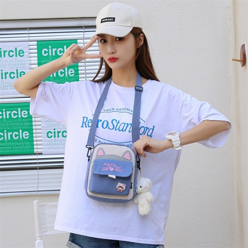 Wholesale cute cat bag for women new Korean style girl shoulder crossbody bag small fresh soft girl student mobile phone bag