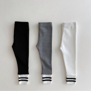 Sold Out, No Replacement Ins Style Casual Style Pants for Infants and Young Children, Contrasting Stripesd Cuffed Leggings