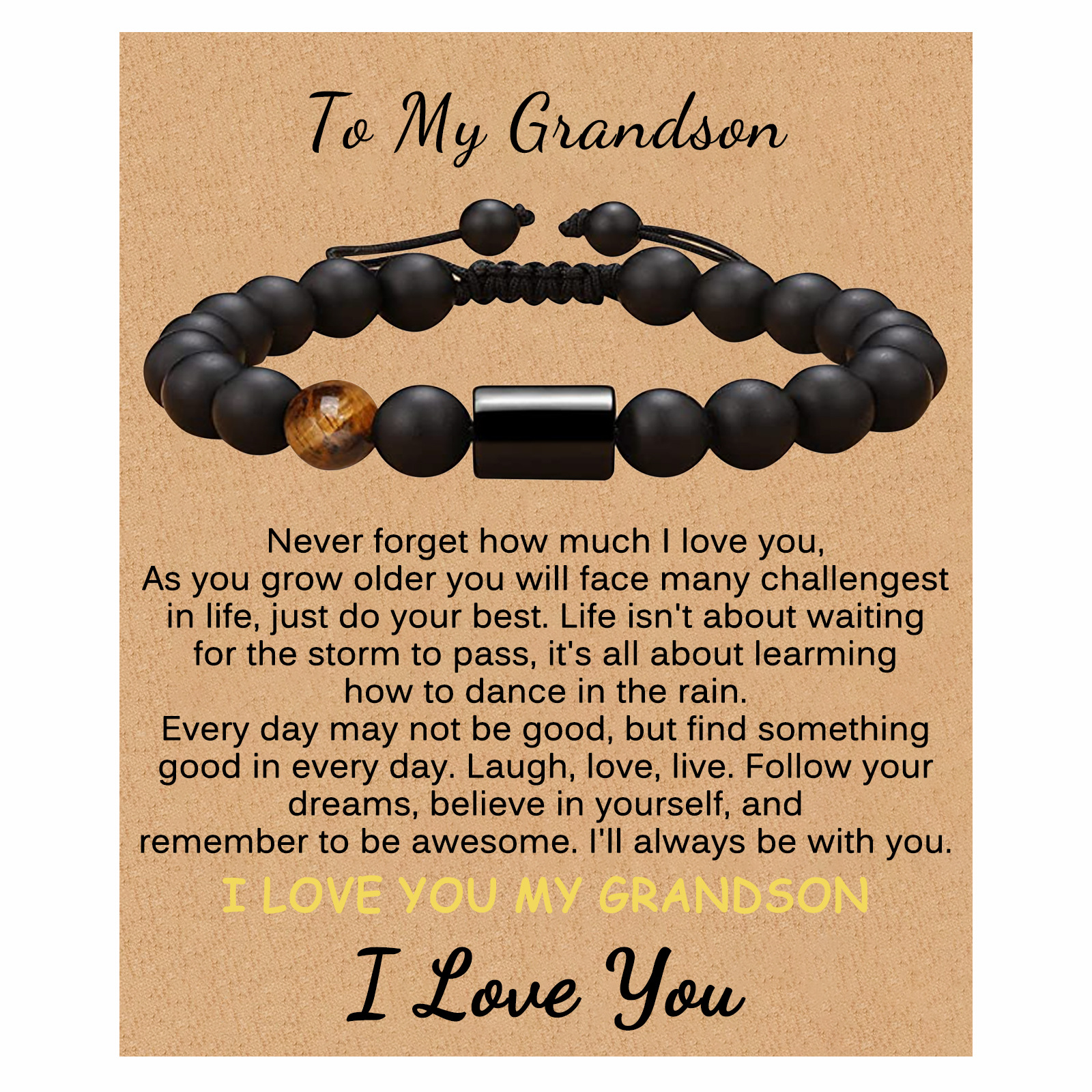 30g Weight Bracelets Classification Simple Style Round Natural Stone Tiger Eye Beaded Handmade Father'S Day Men'S Bracelets Men Beaded Bracelets