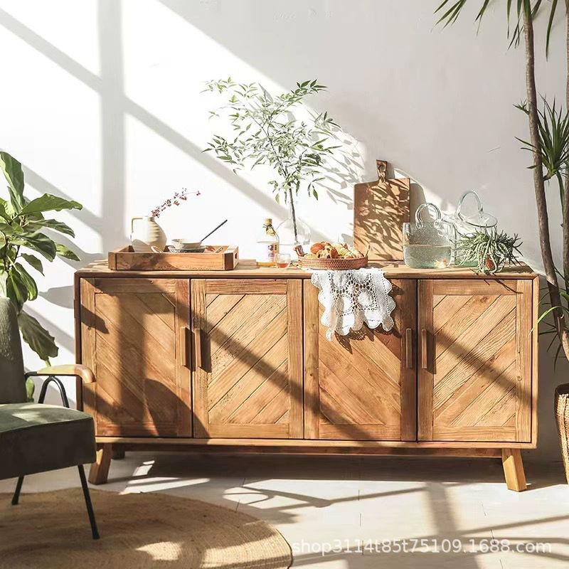 Американский шкаф-комод из массива дерева в деревенском стиле с шестью ящиками, тумба для хранения из натурального дерева для гостиной, старинный буфет из ивы, винтажный состаренный шкаф для прихожей.