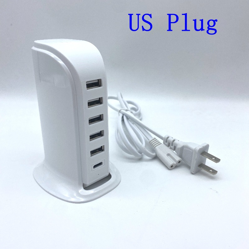 Cargador USB multipuerto de escritorio, 6 puertos, 5V4A 20W, modelo 506AL, carga rápida para teléfonos móviles