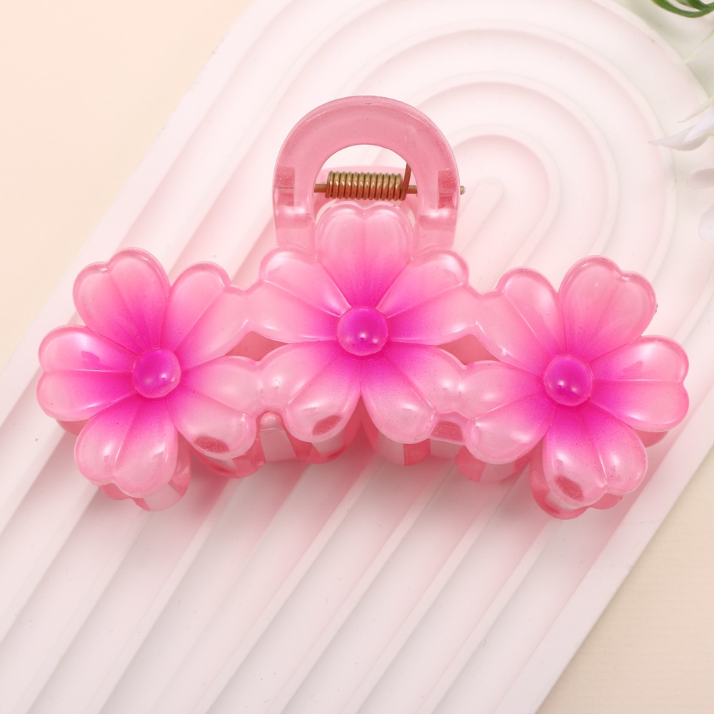 Nuevo color frangipani acrílico pinza para el cabello flor pinza de agarre de alta calidad elegante accesorio para el cabello de mujer pinza de tiburón de agarre lateral