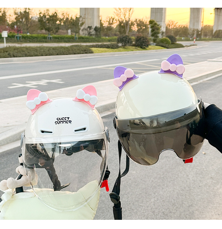 Helmet Decoration Ears Bow Cute Ski Helmet Accessories Electric Motorcycle Decor