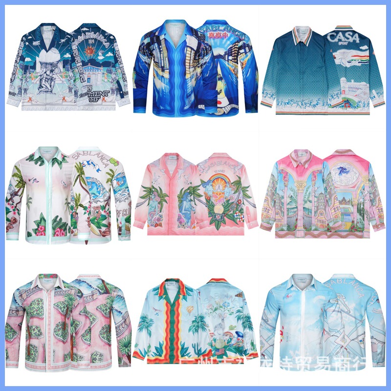 High-Quality Casablanca Printed Hawaiian Dream Garden Long-Sleeved Shirt, High-End, Casual and Versatile Trend
