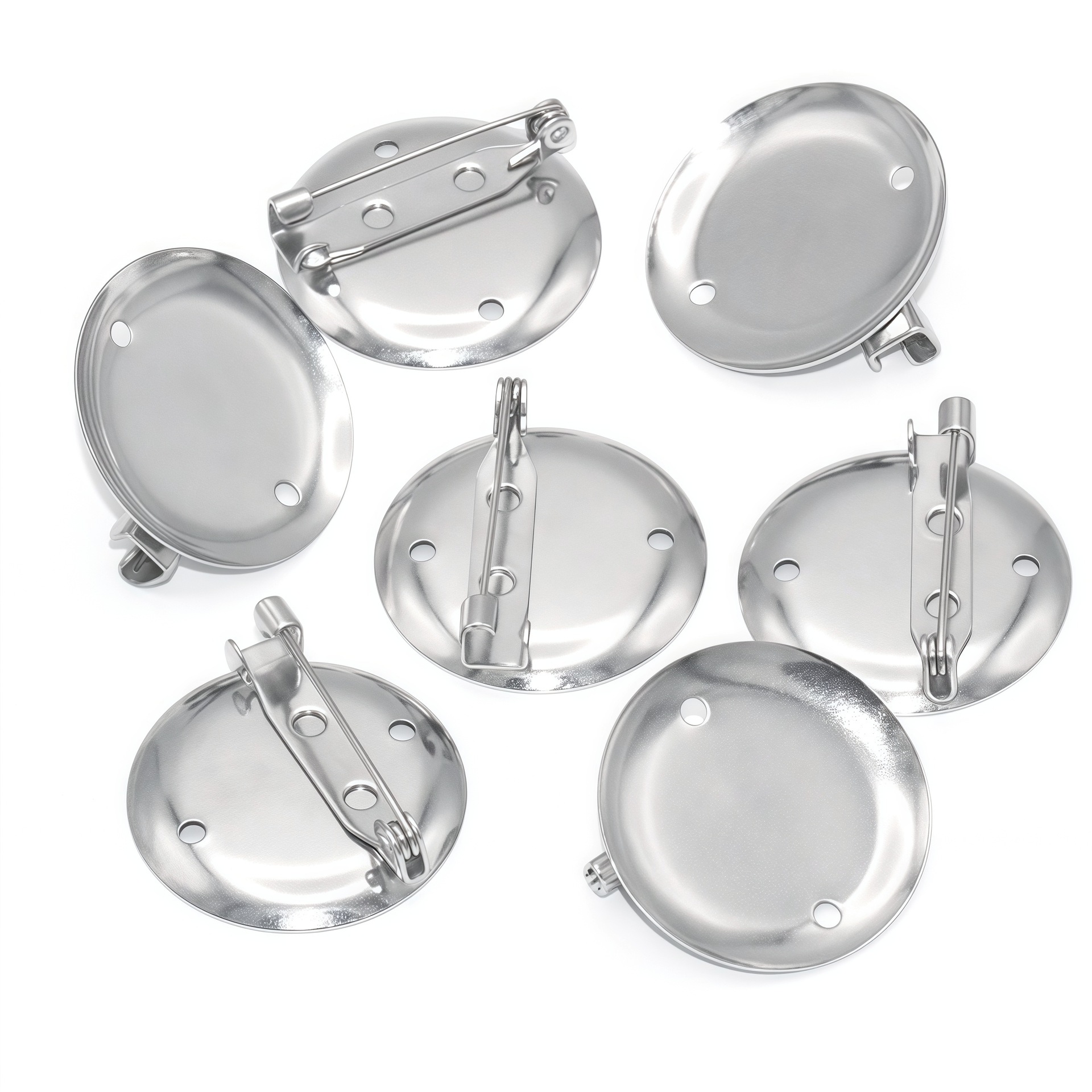 不锈钢胸针宝石底托 托盘别针扣防水圆孔托底座 diy徽章饰品配件