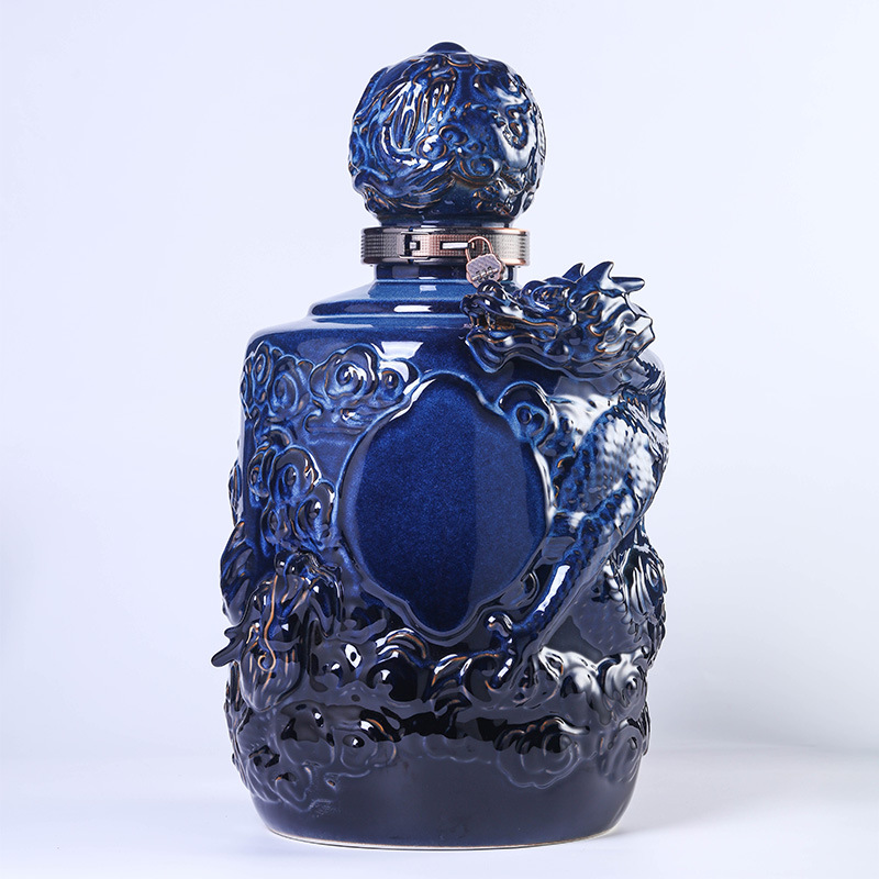 30斤景德镇龙纹雕刻陶瓷空酒坛密封存酒瓶家用封坛散白酒藏酒罐子