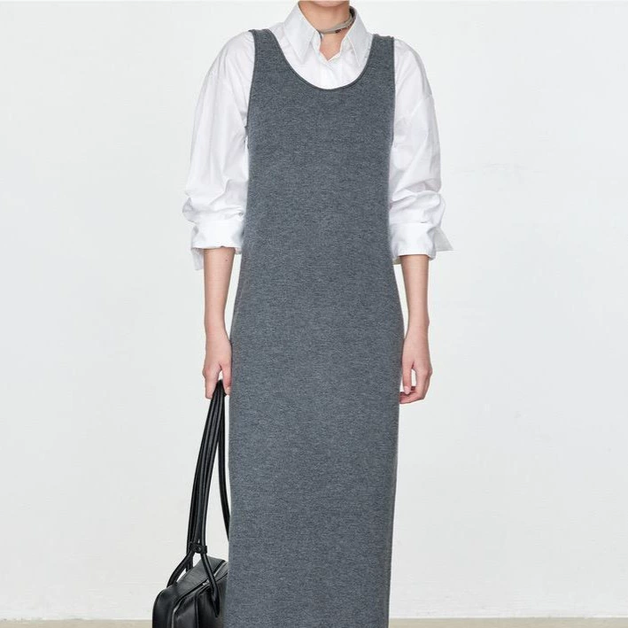 TH * ROW ветер австралийский импортный меринос полностью шерстяное платье с воротником