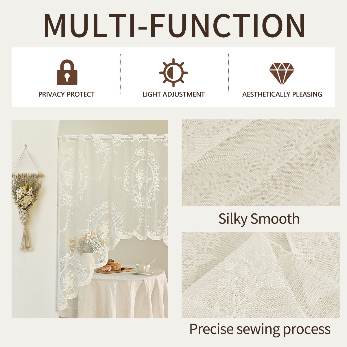 Nuevos espejos transfronterizos de media cortina de ventana de barra de cortina de sombra de sombra de tela de sala de estar decoración de estudio TEMU