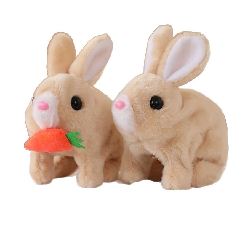 Simulación de juguetes eléctricos de peluche para niños puede caminar y sacude orejas conejos electrónicos biónicos avanzados puestos transfronterizos
