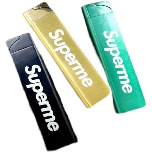 Trendy brand suprem lighter green flame creative gift for boyfriend to go straight to the ultra-thin windproof metal inflatable personality trend