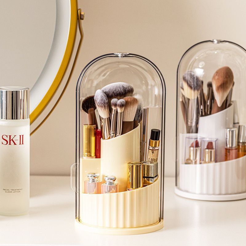 旋转刷筒防尘化妆品收纳盒桌面口红眼影刷置物架笔筒化妆刷子收纳