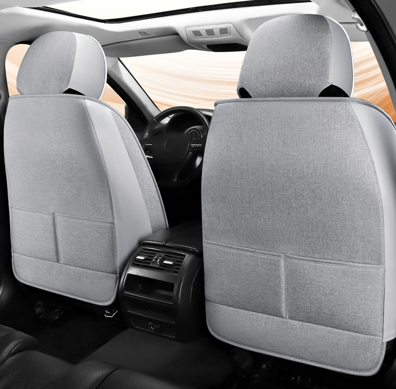 New car seat cushion, full-coverage linen seat cover, universal fabric seat cushion for all seasons, non-removable breathable seat cover