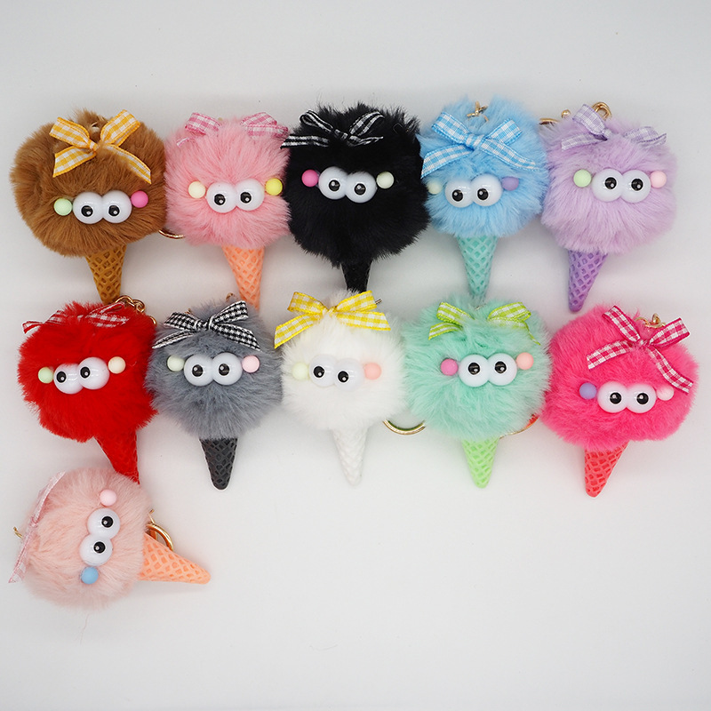 Cute elf plush doll hole shoes accessories cartoon fur ball doll ice cream keychain couple schoolbag
