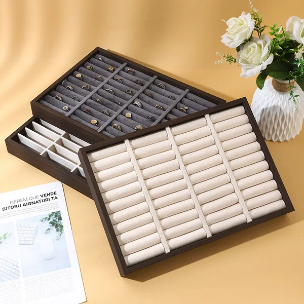 Jewelry Tray Retro Black Walnut Color Watch Bracelet Bracelet Earrings Ring Selection Tray Jewelry Storage Display Tray