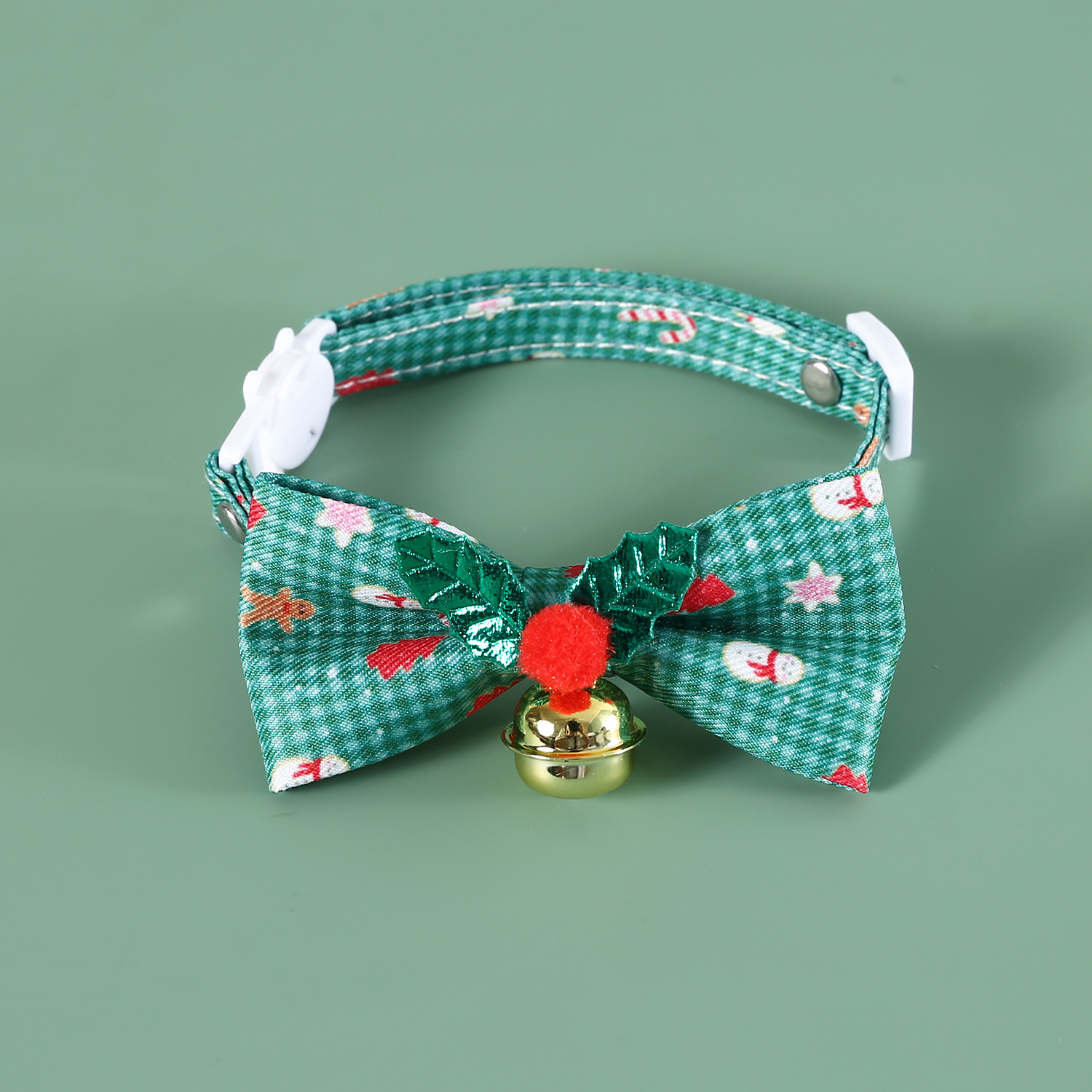 2024 mascotas navideñas corbata de tela cuadrada rojo y verde muñeco de nieve campana gatos perros collar arco anti-asfixia