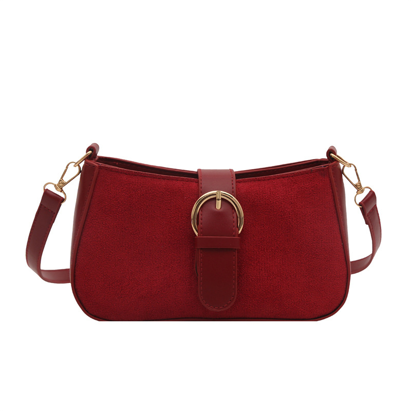 Simple retro hebilla de cinturón de moda esmerilado bolso de mujer 2024 otoño invierno nuevo nicho axilar popular bolso de hombro literario