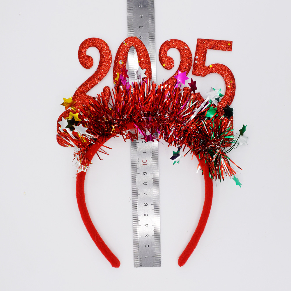 2025 Happy New Year Eve Hairbands Glitter Headband 2025 Holiday Headpiece for Christmas Party Supplies Decorations_voghion.com