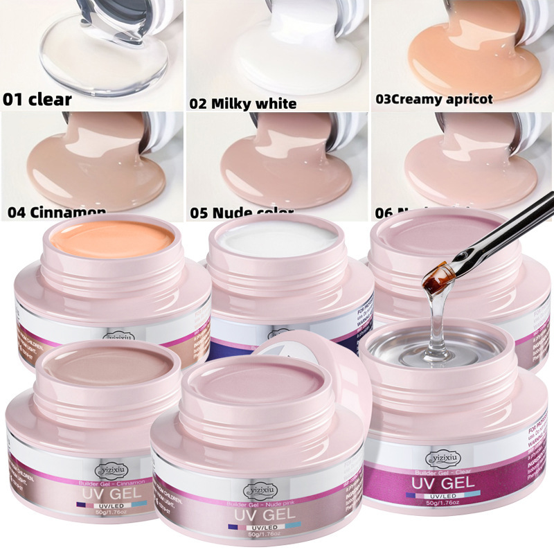 Cross-Border Hot-Selling 50g Painless Transparent Nail Extension Gel Nude Color Shaping Extension Reinforcement New Product
