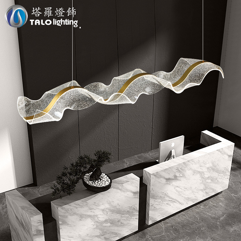 Acrylic Art Creative Chandelier with Fringe at Tea Room Hotel Cashier Desk, Personality Restaurant, New Chinese Zen Style Lighting