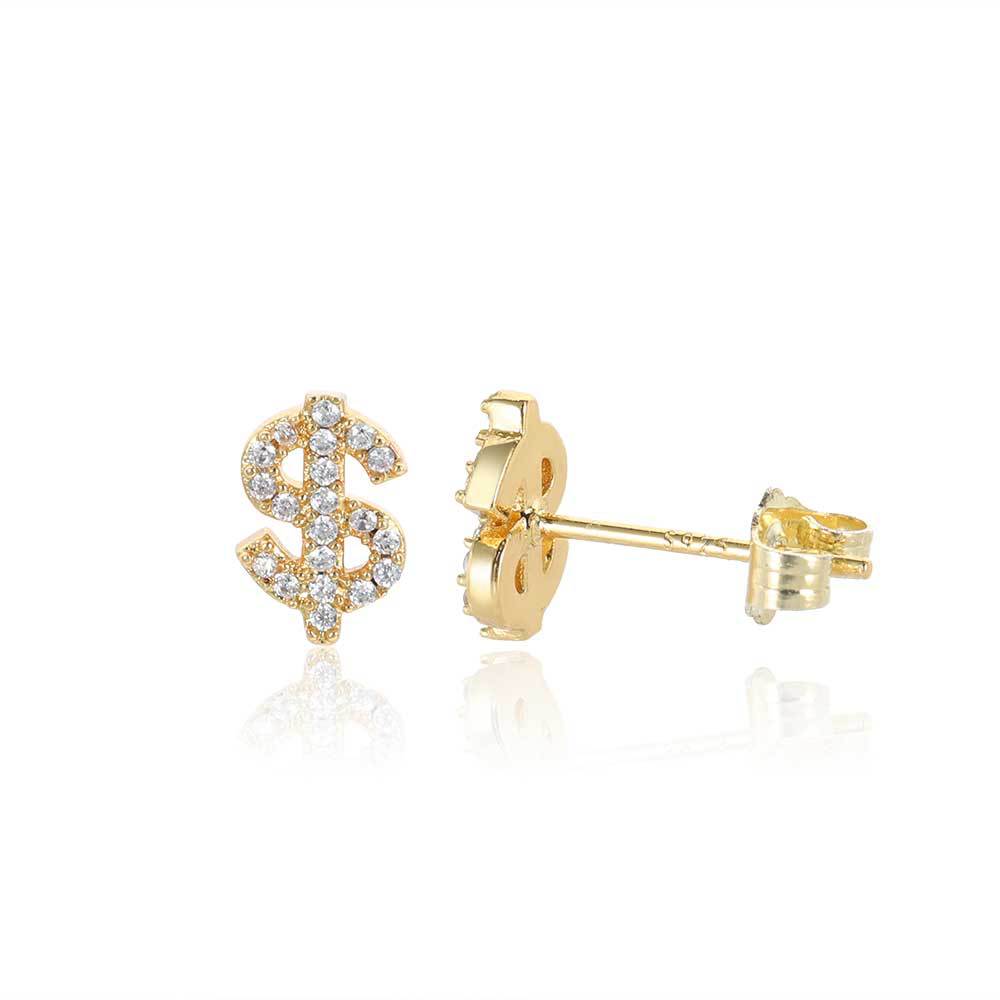 Copper earrings hip-hop style with zircon