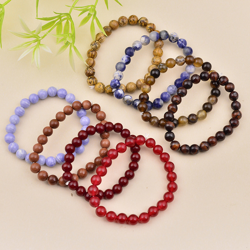 Cross-Border Hot Selling Colorfulful Stone Beaded Ball Bracelet Ethnic Style Handmade Versatile Couple Friendship Energy Bracelet