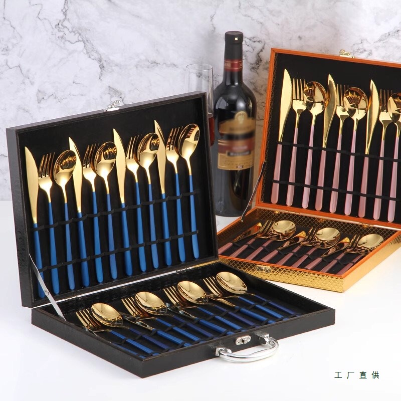 Gift Box High-End Western-Style Cutlery Knife, Fork, and Spoon Nordic Steak Knife and Fork Set for Home Use Western-Style Tableware Gift Box High-End Western-Style Cutlery Knife, Fork, and Spoon Nordic Steak Knife and Fork Set for Home Use Western-Style Tableware