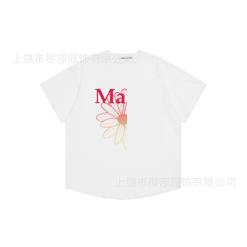 2025 新ゴールドハイシルバー同スタイルマルディ半袖デイジー Tシャツダックスフントカップル多用途トップ女性ルーズ|undefined