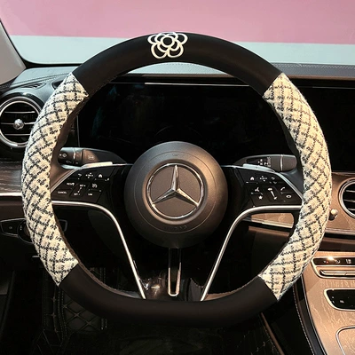 Sweat-Absorbent, Breathable, Non-Slip and Comfortable, Steering wheel cover - white-d-type-38cm