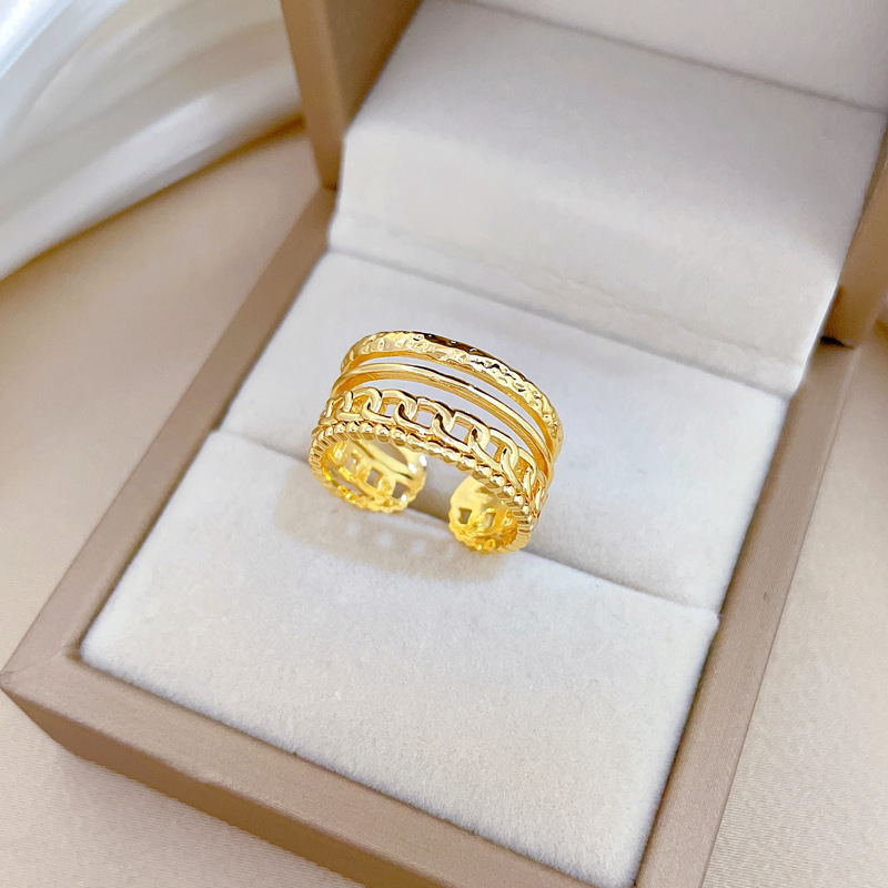 Anello minimalista con catena, regolabile, gioiello semplice, anello giapponese, anello di coppia_voghion.com
