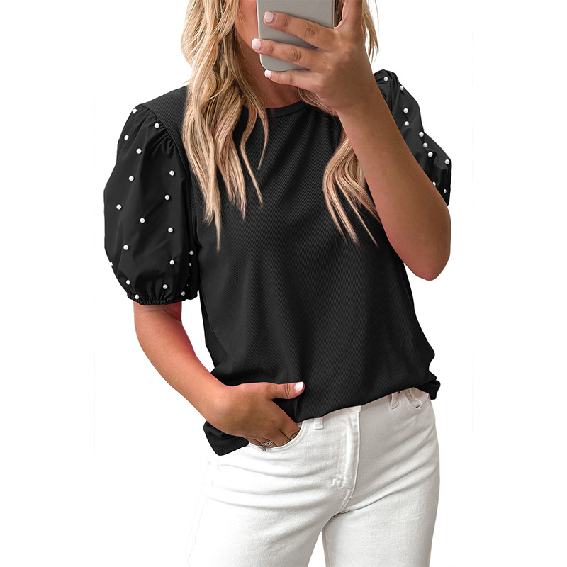 Summer New Solid Color Round Neck Pullover Simple Women