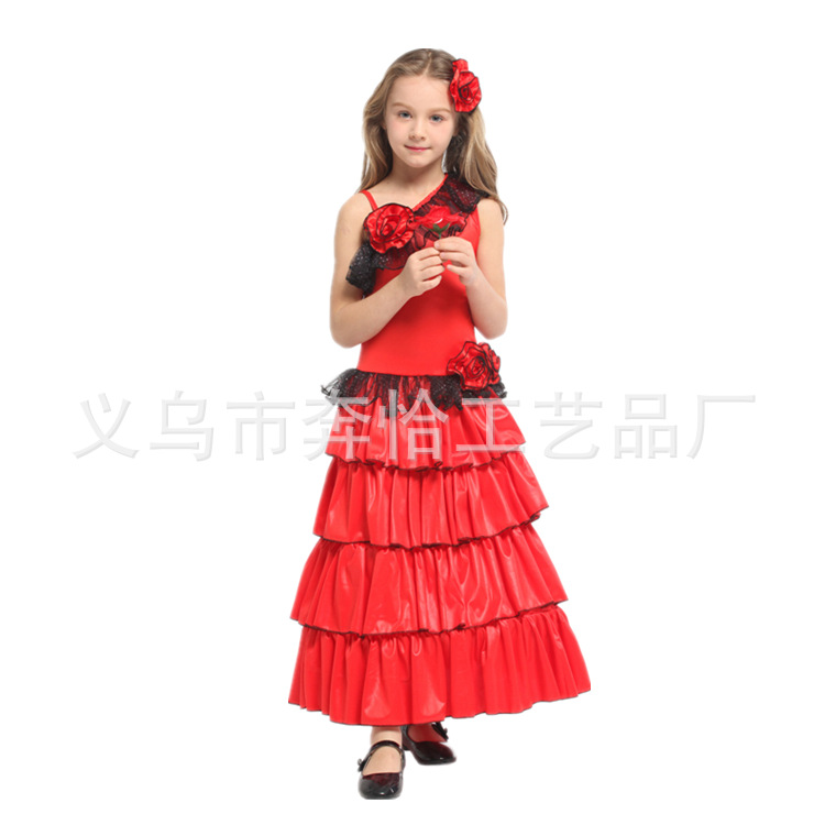 Halloween June 1 Children's Day Dance Costume School Drama Costume Passionate Flamenco Girl Princess Dress