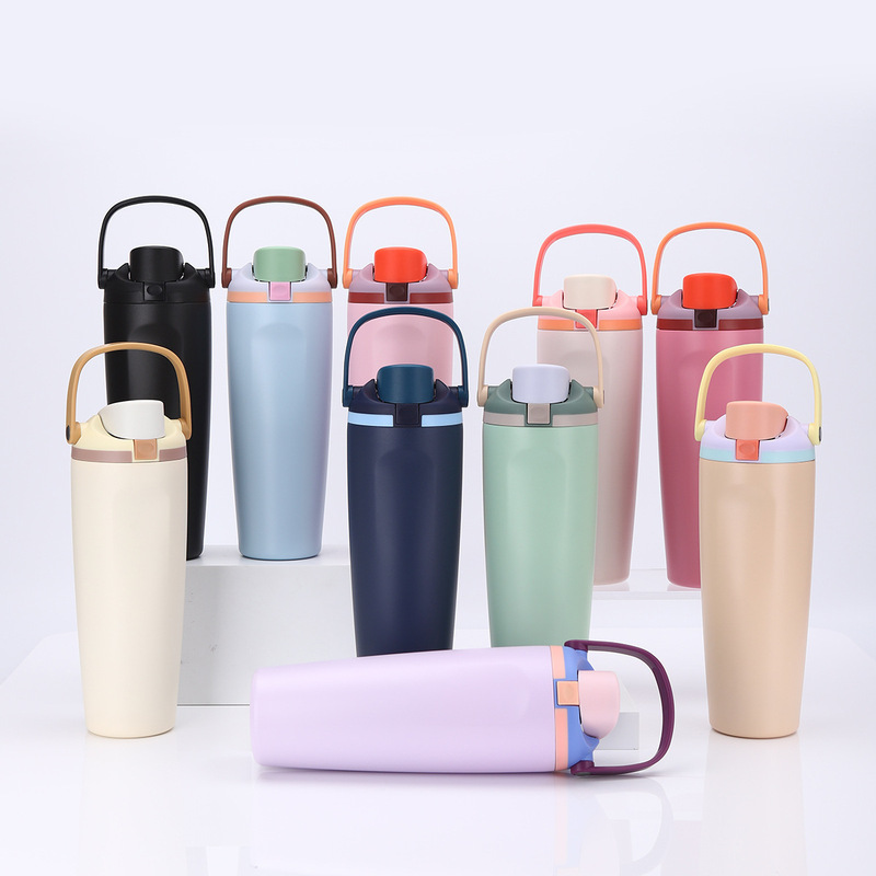 Amazon's New 30oz Satchel Bouncing Car Cup 304 Stainless Steel Thermos Cup Outdoor Straw Ice Cup