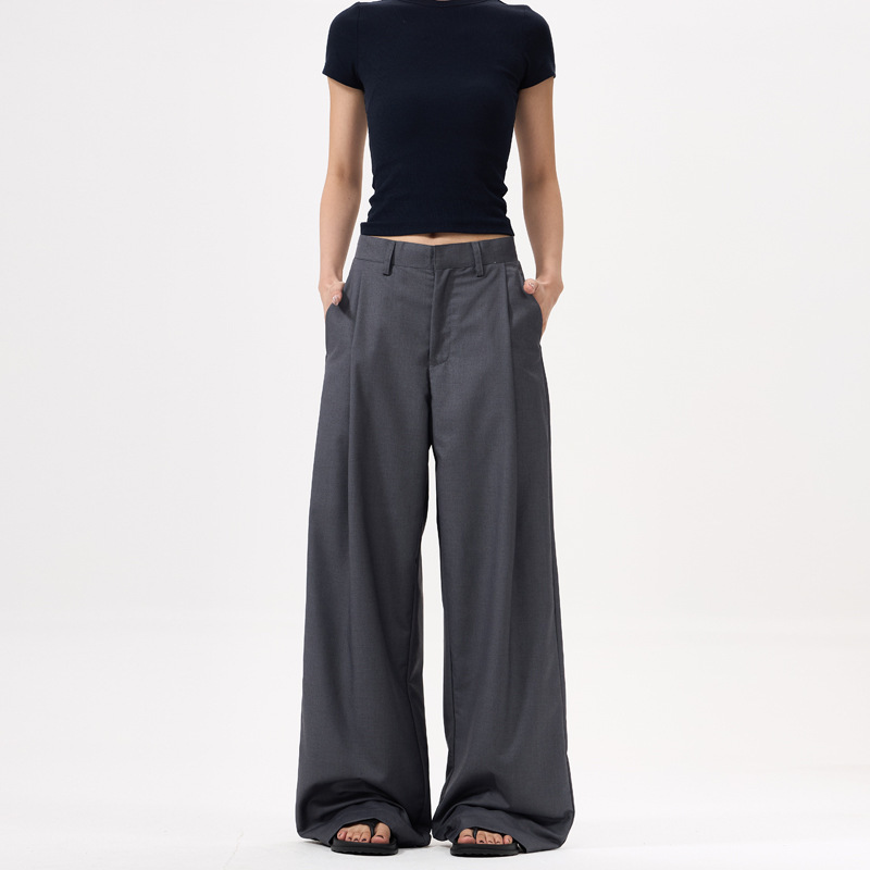 Orange Silk Women's Clothing# American Style Live Pleat Cut Machete Suit Casual Pants Spring Men's and Women's Slim-Fit Draped Pants