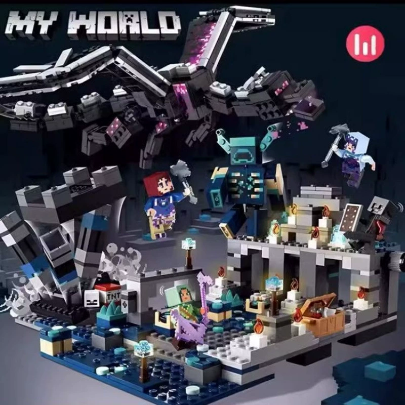 2024 совместимо с Lego Minecraft строительные блоки парень заканчивает дракона битва детские сборочные игрушки