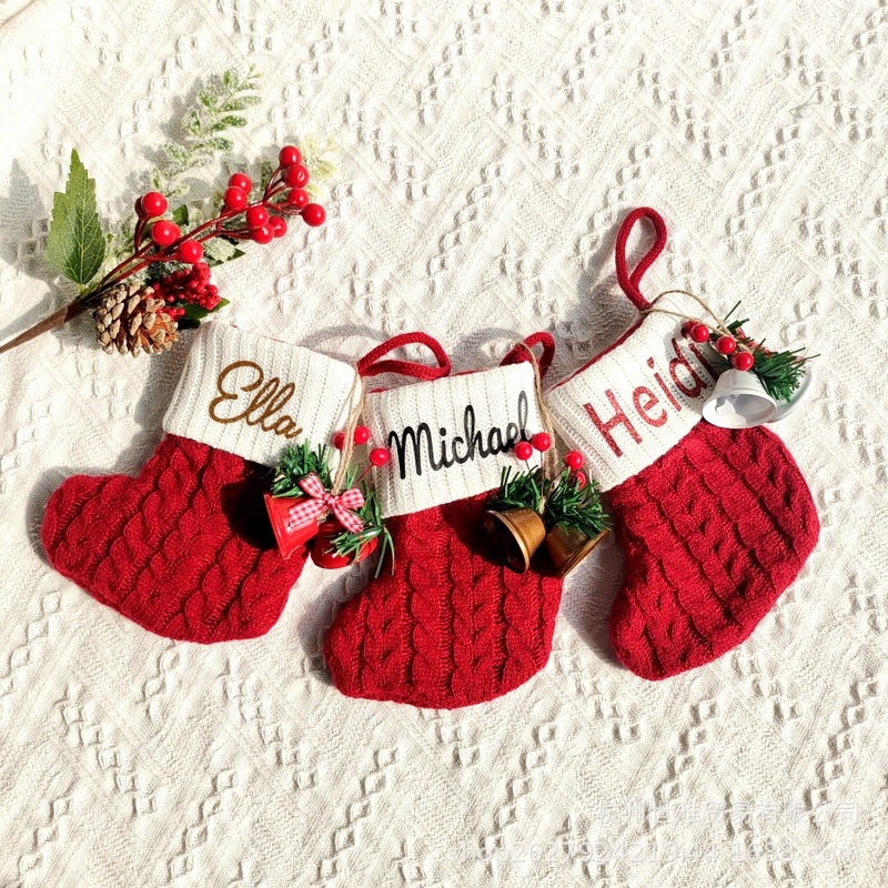 クリスマスストラップクリスマスクリスマスストッククロスボーダーカスタム名前ニット靴下クリスマスツリー装飾ギフトバッグ|undefined