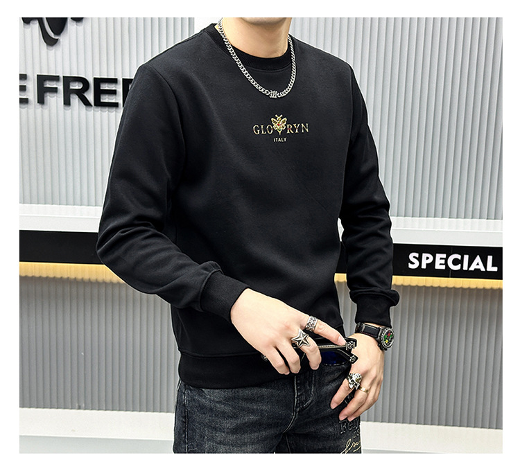 2023 nuovo maglione lungo autunno e inverno camicia inferiore da uomo stampata girocollo di fascia alta alla moda_voghion.com
