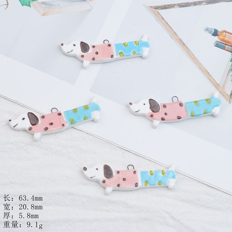 景德镇跨境清新时尚卡通可爱手工陶瓷腊肠狗手工饰品DIY材料批发|undefined