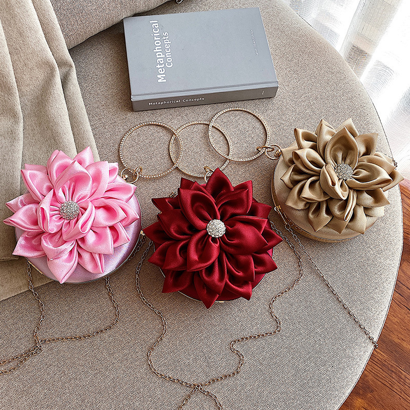 2022 new women's bag sweet all-match flower bag with diamond mini round evening bag portable dress cheongsam bag for women 2022 new women's bag sweet all-match flower bag with diamond mini round evening bag portable dress cheongsam bag for women