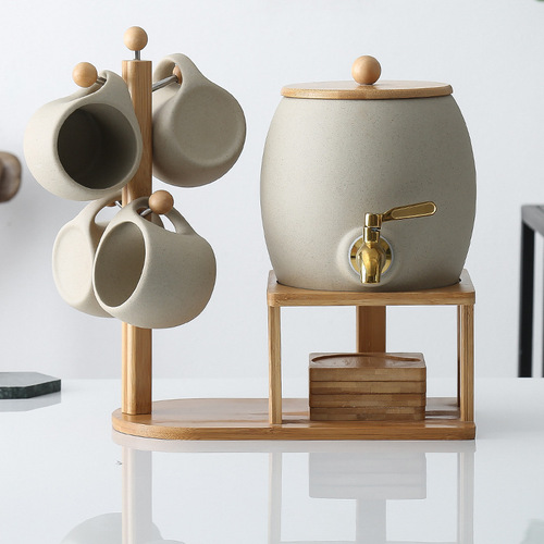 Wholesale living room cold kettle set household teapot high temperature resistant ceramic juice pot Chinese style hospitality with faucet cold