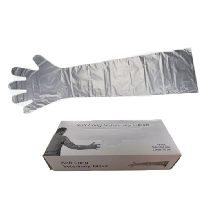 现货英文出口包装100只犊牛接生手套触诊检查兽用一次性手套E