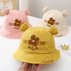 Baby Cute Fisherman Hat for Girls, Princess Style Super Cute Sun Hat with Flowers, Cartoon Hat, Sunshade and Sun Protection Bucket Hat