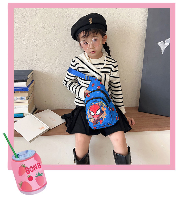 New children's chest bags with trendy and cool prints, single-shoulder bags, perfect for boys' casual outings, and wholesale crossbody bags Specification drawing