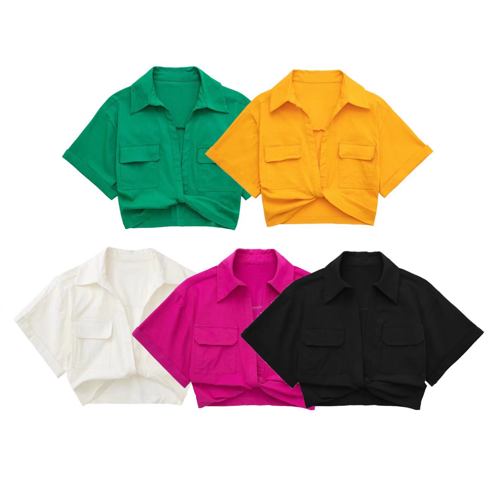 Title 1, Düz Renk Çok Yönlü Düğüm Süslemeli Çift Cepli K...