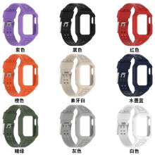 适用于苹果6789代智能手表 Apple Watch装甲机械风硅胶一体表带