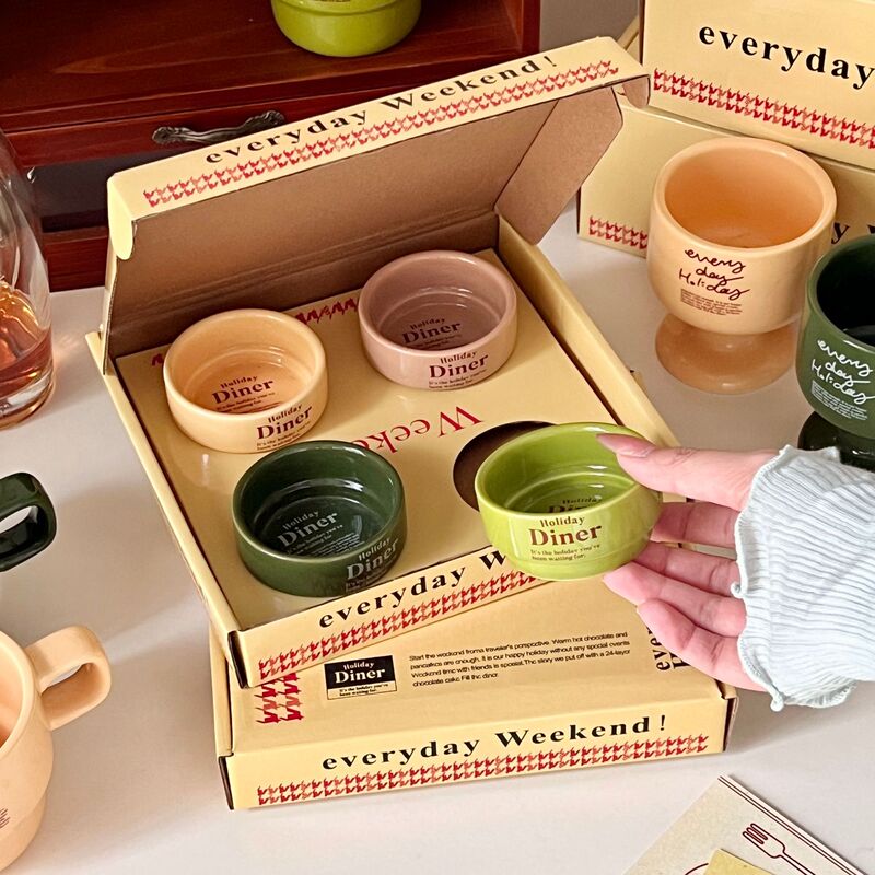 South Korea ins blogger with retro English letters ceramic seasoning dish butter dish dip good-looking small dish