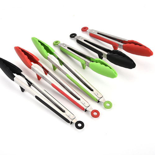 Stainless steel food tongs multifunctional silicone non-slip barbecue food tongs bread cake steak tongs baking tool
