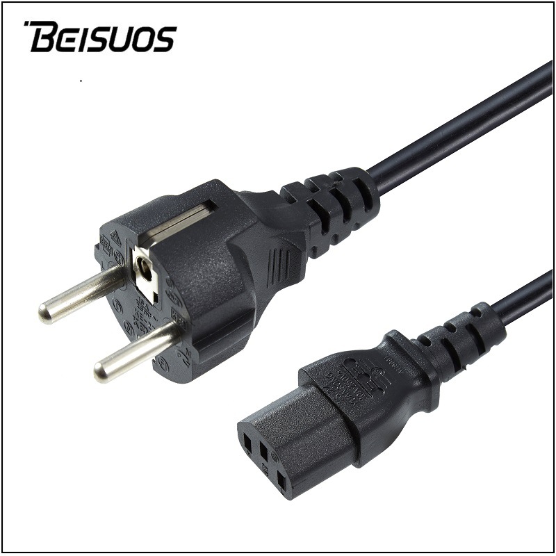 欧标三插直头品质尾电源线 10A 250V欧规电源线 H05VV-F 3*0.75mm