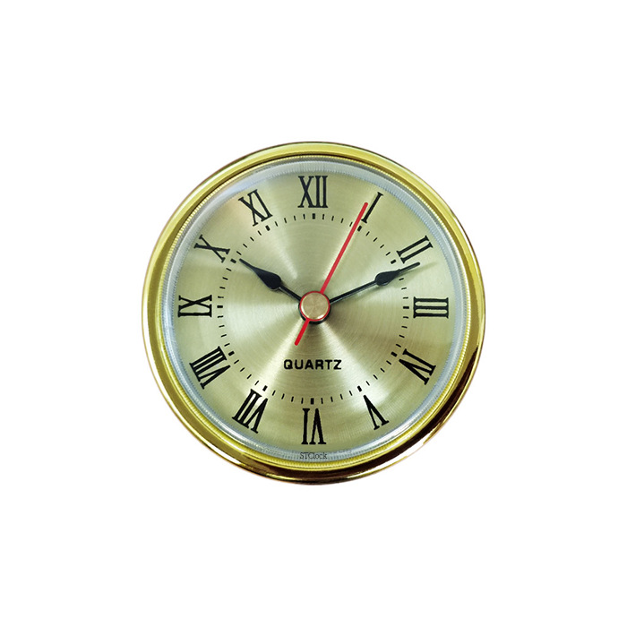 Silent Quartz Clock Insert With Roman And Arabic Numerals Gold Silver_voghion.com