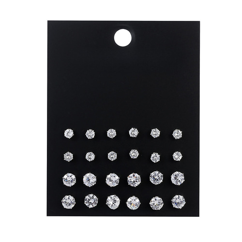 European and American Fashion Minimalist 12 Pair Zircon Earrings Set Cross-border Amazon Popular Earrings for Women Dropshipping One Piece